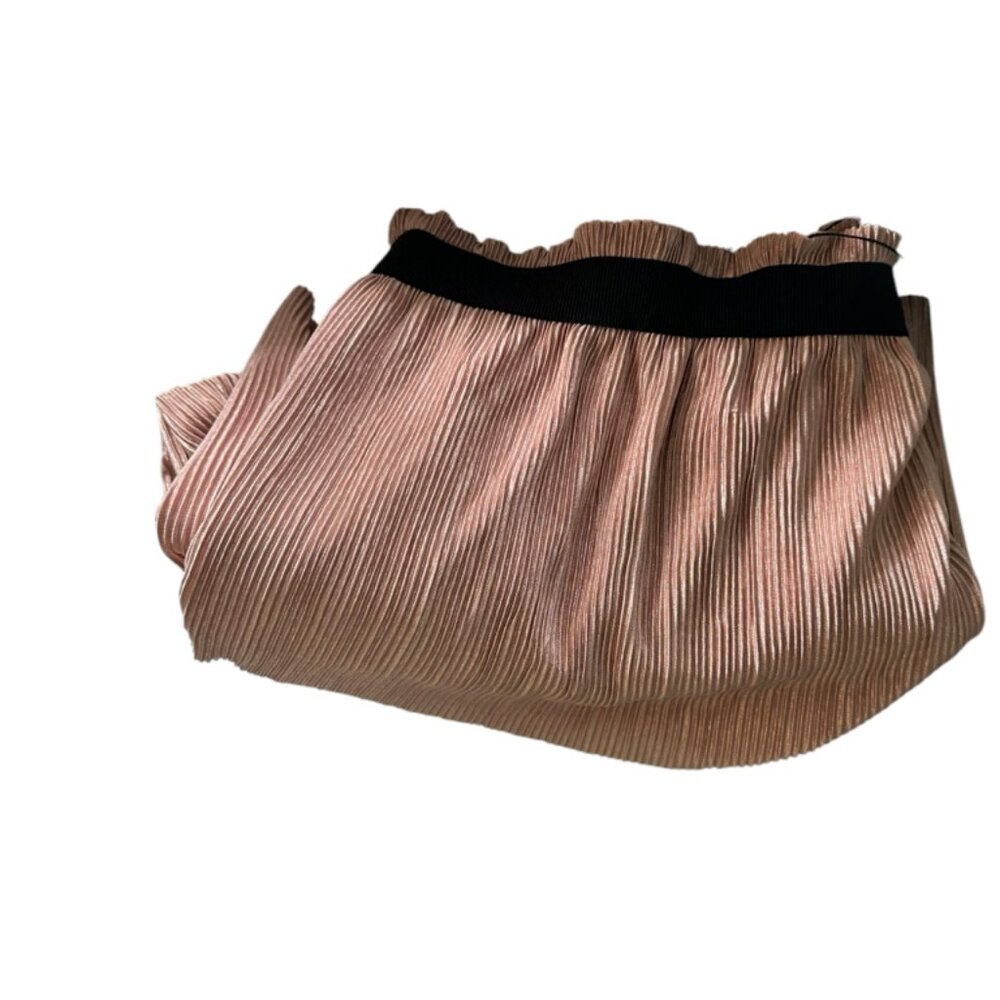 Bobeau Skirt Women Large Rose Gold Tiered Pleated Metallic Midi Party Skirt - Picture 5 of 6